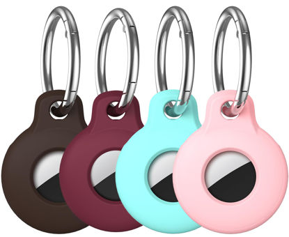 Picture of VAGAWEI AirTag Holder Keychain Compatible with Apple AirTag, 4 Pack AirTag Case Item Finders Tracker, Multi-Color Protective Silicone AirTag Accessories