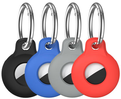 Picture of VAGAWEI AirTag Holder Keychain Compatible with Apple AirTag, 4 Pack AirTag Case Item Finders Tracker, Multi-Color Protective Silicone AirTag Accessories