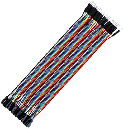 Picture of California JOS 40 PCS 20 CM (8 inch) Breadboard Jumper Wires Length Optional Dupont wire Assorted Kit Female to Male Multicolored Ribbon Cables