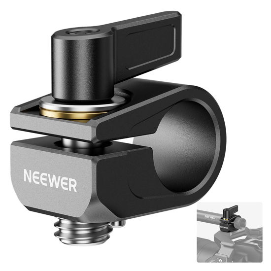 Picture of NEEWER Single 15mm Rod Clamp, Extension LWS 15mm Rods Clamp Adapter with 3/8" Screw and Anti Twist Pin for Canon Nikon Sony Camera Cage Shoulder Rig Compatible with SmallRig NEEWER Follow Focus, UA053