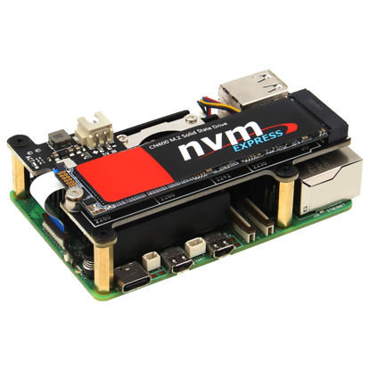 Picture of Geekworm X1001 PCIe to M.2 HAT Key-M NVMe SSD PIP PCIe Peripheral Board for Raspberry Pi 5 Support M.2 2230/2242/2260/2280 SSD