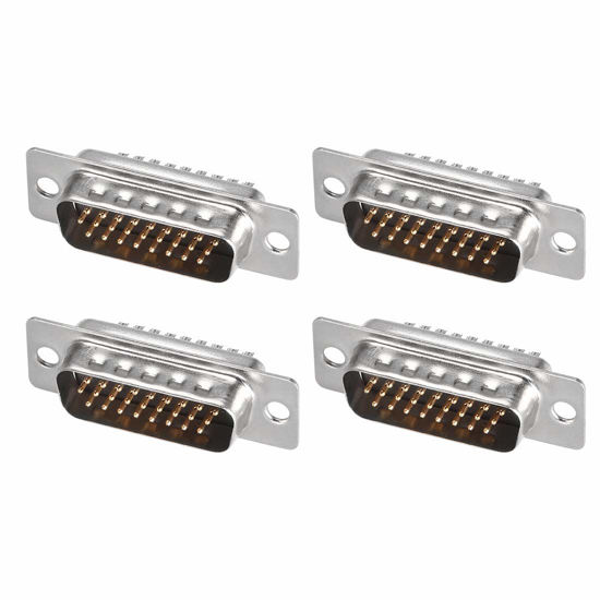 Picture of uxcell D-sub Connector Male Plug 26-pin 3-Row Port Terminal Breakout Solder Type for Mechanical Equipment CNC Computers Black Pack of 4