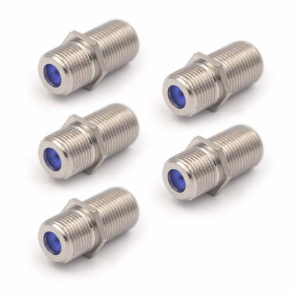 Picture of VCE 3GHz Coaxial Cable Connector, RG6 Coax Cable Extender F-Type Nickel Plated Adapter Female to Female for TV Cables, 5 Pack