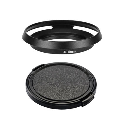 Picture of 40.5mm Metal Lens Hood & Lens Cap Compatible for Sony A6600 A6400 kit E-Mount 16-50mm Lens, for Nikkor 10-30mm Lens (1+1 Pack)