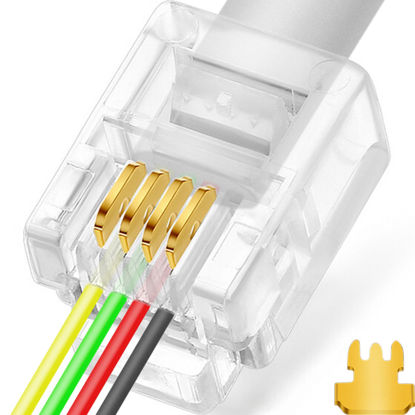 Picture of NECABLES 20Pack RJ11 Pass Through Connector 6P4C Telephone Modular Plug 3 Prong Type for Phone Line Cord