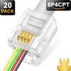 Picture of NECABLES 20Pack RJ11 Pass Through Connector 6P4C Telephone Modular Plug 3 Prong Type for Phone Line Cord