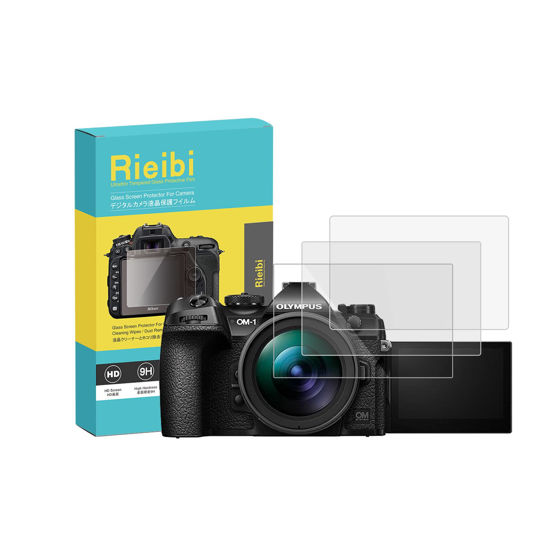 Picture of Rieibi (3 Packs) Screen Protector for Olympus OM-1 OM1 Digital Camera, 0.25mm 9H Hardness Tempered Glass Film for OM System OM-1 OM1 Anti-Scratch