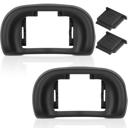 Picture of Updated Soft Silicone Camera Eyepiece Eyecup for Sony A7III A7II A9 A7S A99II A58 A7 A7R IV A7RIII A7SII, 2Pack Camera Hot Shoe Cover for Sony + 2Pack Camera Eye Cup Replacement for Sony