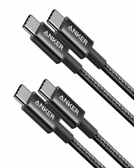 Picture of Anker USB C to USB C Cable, New Nylon USB C Charger Cable (3.3FT, 2Pack), Type C 60W(3A) for iPhone 15/15 Pro/15 Plus/15 Pro Max and More(Black)