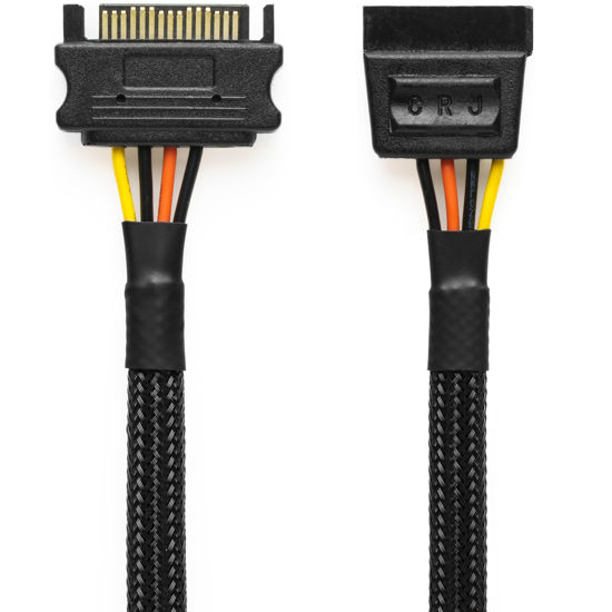 Picture of CRJ 15-Pin SATA Power Extension Cable - 24-inch (60cm), Black Sleeved - SSD, HDD SATA Power Extension for ATX Power Supplies