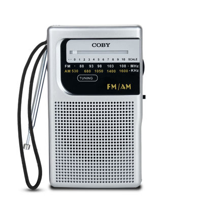 Picture of Coby Portable Radio, AM/FM, Pocket Radio, 800-HR Battery, Indoor Outdoor Mini Radio, Emergency Radio, Compact, Retro Transistor Radio