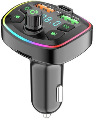 Picture of Bluetooth FM Transmitter for Car, Wireless Car Radio Adapter USB-C PD + Dual USB Charger for Mobile Phone Tablet