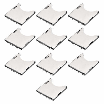 Picture of uxcell SD Memory Card Socket Holder Spring Loaded Push Type 10 Pin 10pcs