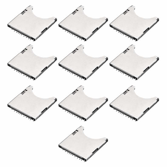 Picture of uxcell SD Memory Card Socket Holder Spring Loaded Push Type 10 Pin 10pcs