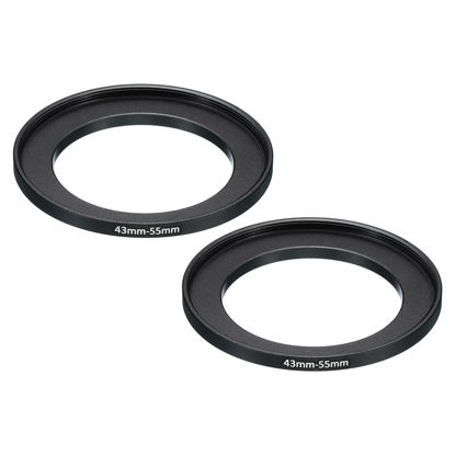 Picture of PATIKIL 43mm-55mm Metal Step Up Ring, 2 Pack Camera Lens Filter Adapter Ring Aluminum Filter Adapter Ring for Camera Lenses Hood, Black