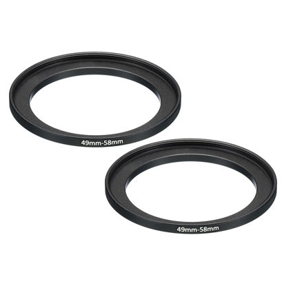 Picture of PATIKIL 49mm-58mm Metal Step Up Ring, 2 Pack Camera Lens Filter Adapter Ring Aluminum Filter Adapter Ring for Camera Lenses Hood, Black