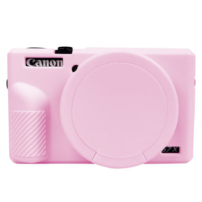 Picture of G7X Mark III Case, Protective Case for Canon Powershot G7X Mark III Digital Camera, Removable Lens Cover Silicone Sleeve Soft Camera Cover Rubber Protective Body Skin- Pink