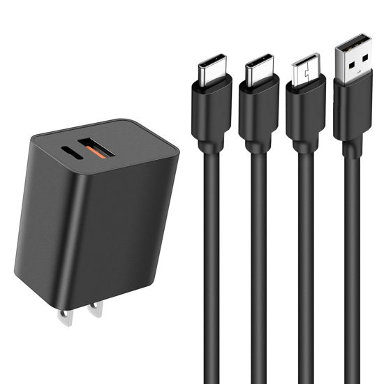 Picture of Fast Charger for All Kindle Fire Tablets 15W Wall Charger with 5FT USB C&Micro USB Charging Cords for Fire HD 7 8 10 Plus/Kids/Kids Pro, Kindle E-reader, Kindle Paperwhite, Amazon Fire Max 11