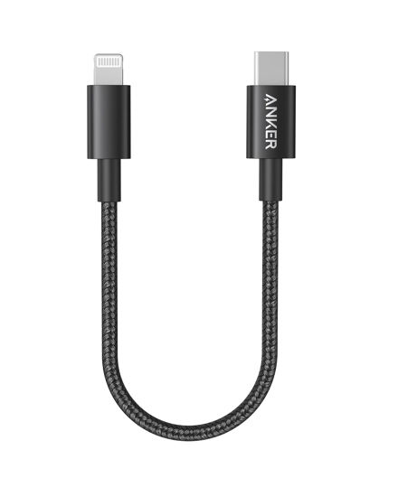 Picture of Anker New Nylon USB-C to Lightning Cable, 331 Cable, Fast Charging Cord (1ft, MFi Certified) for iPhone 13 13 Pro 12 Pro Max 12 11 X XS XR 8 Plus, AirPods Pro, Supports Power Delivery (Black)