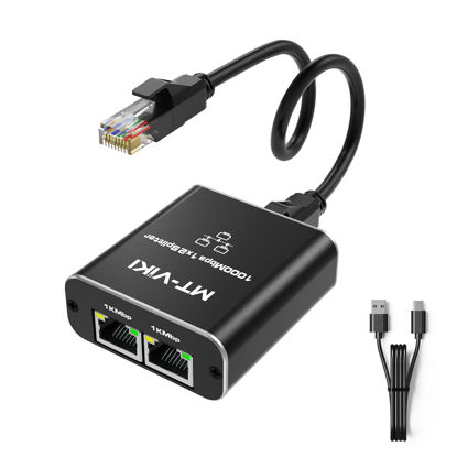 Picture of MT-VIKI Ethernet Splitter 1 to 2 High Speed 1000Mbps, Gigabit Dual RJ45 Splitter for Cat5/5e/6/7/8 Cable[2 Devices Simultaneously Networking]