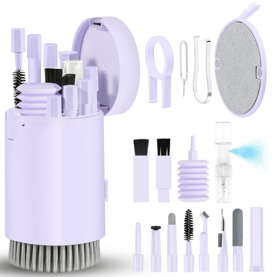 Picture of Laptop Phone Screen Cleaner Kit, Computer Keyboard Brush Cleaning Spray for iPhone AirPods Macbook iPad, 20-in-1 Electronic Device Clean Tool For Camera PC Monitor Earbud TV Tablet Car Screens- Purple