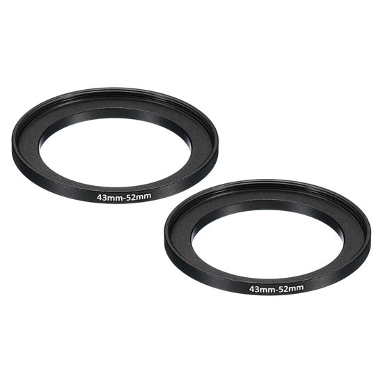 Picture of PATIKIL 43mm-52mm Metal Step Up Ring, 2 Pack Camera Lens Filter Adapter Ring Aluminum Filter Adapter Ring for Camera Lenses Hood, Black