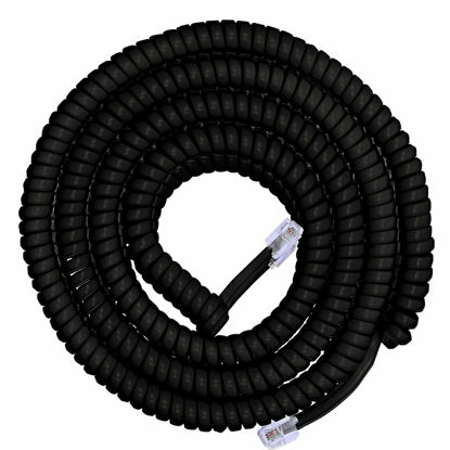 Picture of Power Gear Coiled Telephone Cord, 4 Feet Coiled, 25 Feet Uncoiled, Phone Cord works with All Corded Landline Phones, For Use in Home or Office, Black, 76139