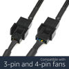 Picture of CRJ 15-Pin SATA to 4 PC Fan Power Adapter Cable - 12-inch (30cm), Black Sleeved - Power Up to Four 3-Pin & 4-Pin Computer Cooling Fans from an ATX 15-Pin SATA Power Connector (12V - Full Speed)