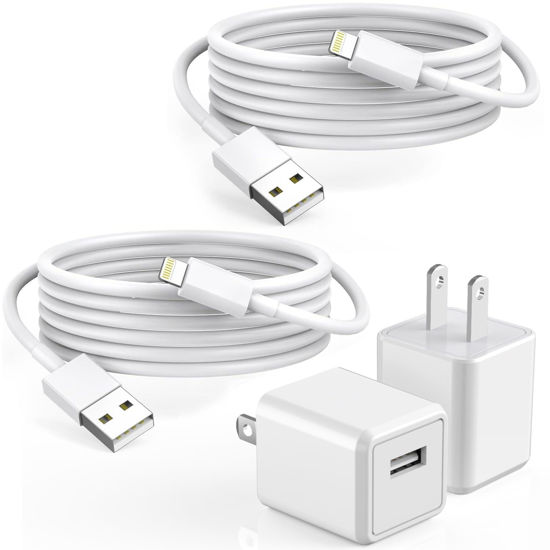 Picture of iPhone Charger,2Pack 6FT USB Wall Charger Quick Charging USB iPhone Charger Cube Travel Plug Block with 6Foot Fast Charging Lightning Cable Cord for iPhone 14 13 12 11 Pro Max XS XR X 8 7 SE2022 iPad