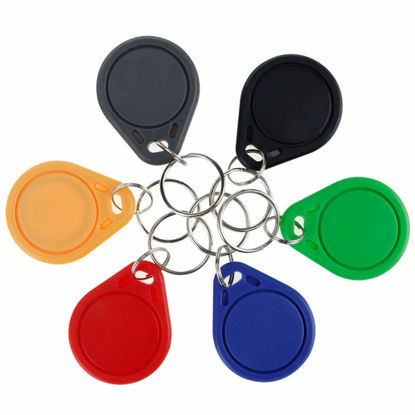 Picture of LIBO RFID Keychains NFC Smart Key Tag Card RFID Access Control Keyfobs Proximity 13.56 MHz MF Classic 1k IC S50 Token Read Only (Mix Color, Pack of 10)