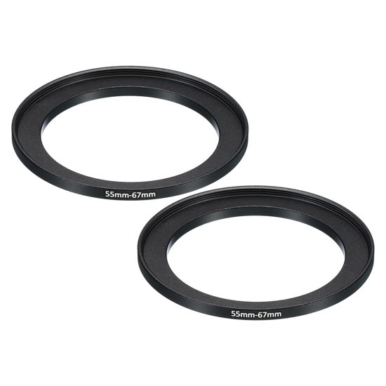 Picture of PATIKIL 55mm-67mm Metal Step Up Ring, 2 Pack Camera Lens Filter Adapter Ring Aluminum Filter Adapter Ring for Camera Lenses Hood, Black