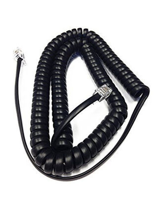 Picture of The VoIP Lounge Replacement 12 Foot Black Handset Curly Cord for Yealink SIP Phone T40 T41 T32 T38 T40 T42 T46 T48 T41 T42 T46 T48 T52 T53 T54 T56 T57 T59 T19 T21 T23 T27 T29 T30 T31 T33