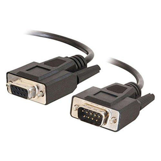 Picture of C2G Legrand DB9 Serial Cable Male to Female RS232 Extension Cable, Black Serial Modem Cable, 1 Foot Modem Cord or Serial Cord, 1 Count, C2G 25211