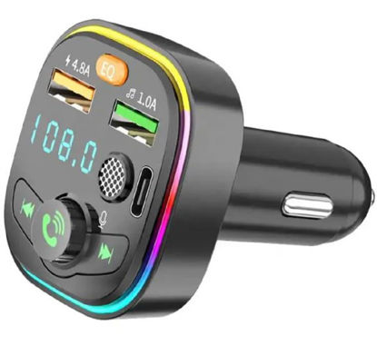 Picture of Q6 Bluetooth Car MP3 with FM Transmitter Car Charger | Play Music + Handsfree Call + Charger | 2 USB Ports + TF Card Slot | Black