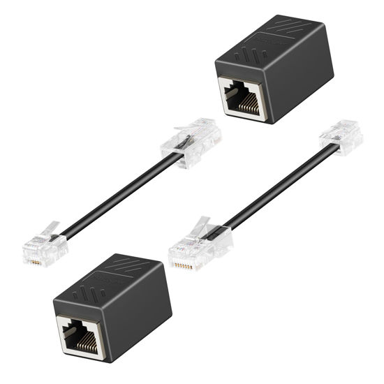 Picture of Awishwell RJ45 to RJ11 Adapter, 2 Pack Phone Jack to Ethernet Adapter, Black Phone Line to Ethernet Adapter, RJ45 Female to RJ11 Male Ethernet to Phone Line Adapter