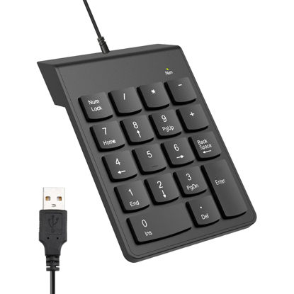 Picture of JPHTEK USB Numeric Keypads Numpad Portable Slim Mini Number Pad Keyboard for Laptop Desktop Computer PC, Surface Pro Notebook, Tax Number Calculate, Office Travel & Home 10 Key USB keypad Black