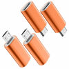 Picture of JXMOX USB C to Micro USB Adapter, (4-Pack) Type C Female to Micro USB Male Convert Connector Support Charge Data Sync Compatible with Samsung Galaxy S7/S7 Edge, Nexus 5/6, Micro USB Devices (Orange)