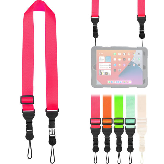 Picture of FIEIL Nylon iPad Strap, Adjustable Camera Neck Strap, Comfortable Shoulder Strap for iPad, Cellphone Tablet, Camera, Laptop, Binocular, Luggage Bag(Pink Universal Neck Lanyard)