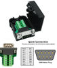 Picture of DTECH DB9 Breakout Connector Male RS232 Connector Kit Serial Adapter DB-9 Solderless Module Board with Terminals Block, Case, Nuts and Tail Pipes (DB9 Male + Nuts)