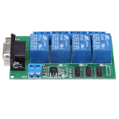 Picture of DC 12V 4 Channel Relay Board, DB9 RS232 Remote Control UART Serial Port Switch for Car Motor 8.5 x 4.7 x 1.8cm