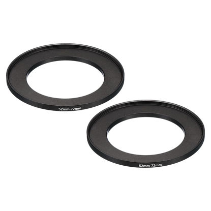 Picture of PATIKIL 52mm-72mm Metal Step Up Ring, 2 Pack Camera Lens Filter Adapter Ring Aluminum Filter Adapter Ring for Camera Lenses Hood, Black