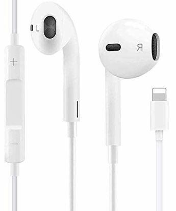 Picture of Headphones Wired Stereo Sound Earbuds Earphones Replacement for iPhone with Mic and Volume Control,Isolation Noise?Compatible with 11/12/13/14 All iOS Systems?White-1?