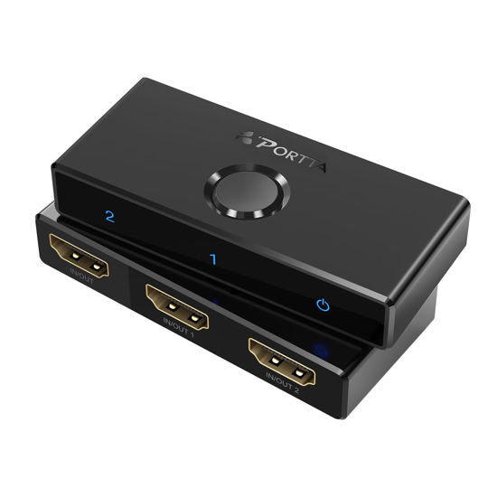 Picture of HDMI Switch 4K 60Hz, PORTTA Bi-Directional HDMI 2.0 Switcher 2 in 1 Out Splitter 1 in 2 Out hub HDR HDCP2.3 for Blu-ray Xbox PS4/5 HDTV Monitor (Support 1 Display at a Time)