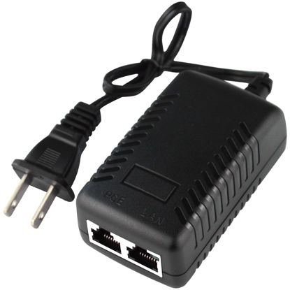 Picture of STEAMEMO 52V Gigabit PoE Injector Adapter, 15W 10/100/1000Mbps IEEE 802.3af Compliant, Plug & Play, Gigabit PoE Adapter for IP Cameras and VoIP Phones Network Distance Up to 328 ft