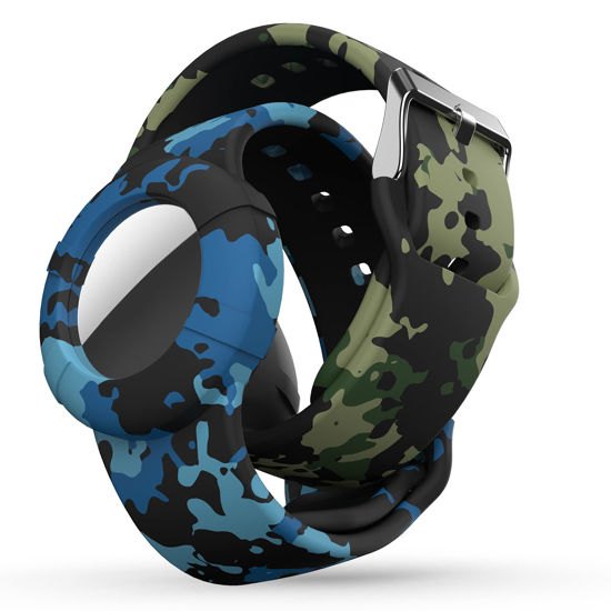 Picture of Air tag Wristband Kids(2 Pack) - Soft Silicone Air tag Bracelet for Kids - Lightweight GPS Tracker Holder Compatible with Apple Air tag Childs Watch Band Kids (Camouflage)