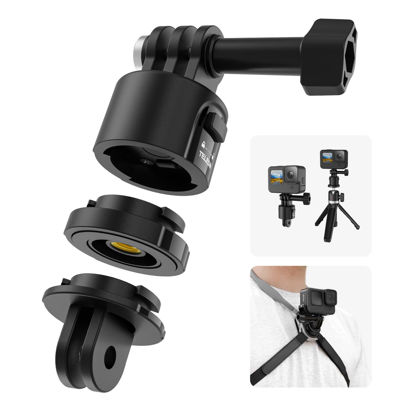 Picture of TELESIN° Tripod Mount Adapter for Action Camera Accessory, Magnet Quick Release Mounts Accessories for GoPro 12 11 10 9 8 Insta360 X3 Go3 Ace Pro DJI Action 3 4 Osmo Pocket 3