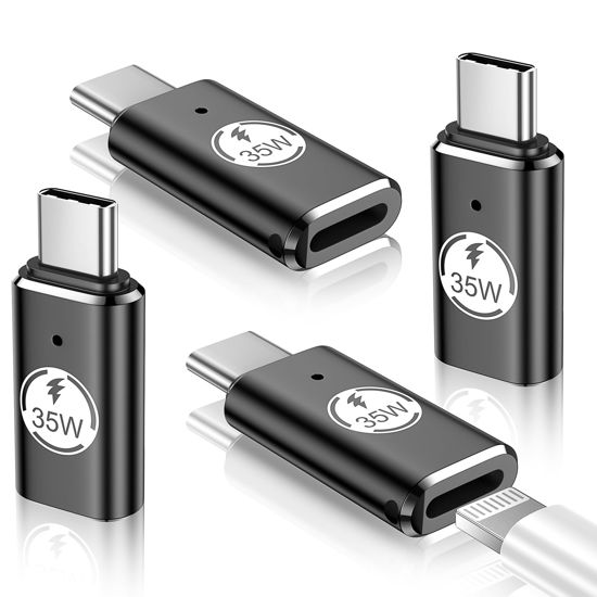 Picture of Temdan Lightning to USB C Adapter (4 Pack) for iPhone 15/15 Pro/15 Pro Max/15 Plus,Type C Charger Connector,Support Charging & Data Transfer,for iPhone 15 Charger Adapter Not for Audio/OTG-35W Black