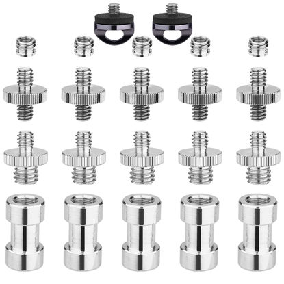 Picture of 1/4" Male to 1/4" Male Converter Threaded Tripod Screw Adapter and 1/4" Male to 3/8" Male Camera Screw Adapter for Camera/Tripod/Monopod/Ballhead, 22 Pieces