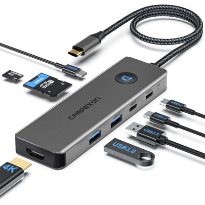 Picture of USB C HUB 8 in 1, USBC HUB Multiport Adapter with 4K HDMI, 5Gbps 2*USB-A 3.0, 2*USB-C 3.0-Data Port, PD 100W & SD/TF Card Reader, Dongle HDMI Adapter for MacBook Pro Air/Laptops/Dell XPS/iPad