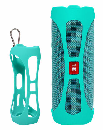 Picture of Silicone Cover Skin for JBL FLIP 5 Waterproof Portable Bluetooth Speaker, by Alltravel, Portable Full Protection Solution, Customized Skin with Color and Shape Matching, for FLIP 5 only (Mint Green)